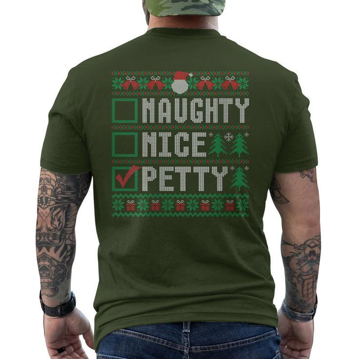 Petty Family Name Xmas Naughty Nice Petty Christmas List Men's T-shirt Back Print