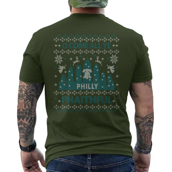 Philadelphia Ugly Christmas Oh Come All Ye Philly Phaithful Men's T-shirt Back Print