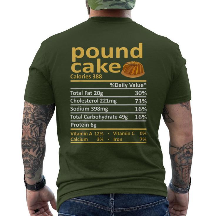 Pound Cake Nutrition Food Thanksgiving Costume Christmas Men's T-shirt Back Print