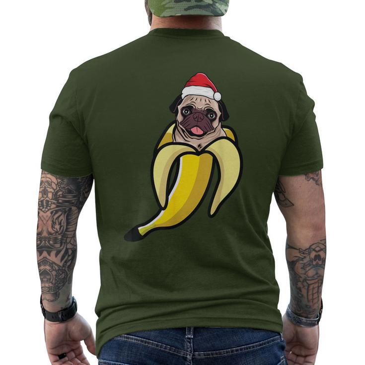 Pug Banana Santa Hat Christmas Pajama Cute Dog Puppy X-Mas Men's T-shirt Back Print