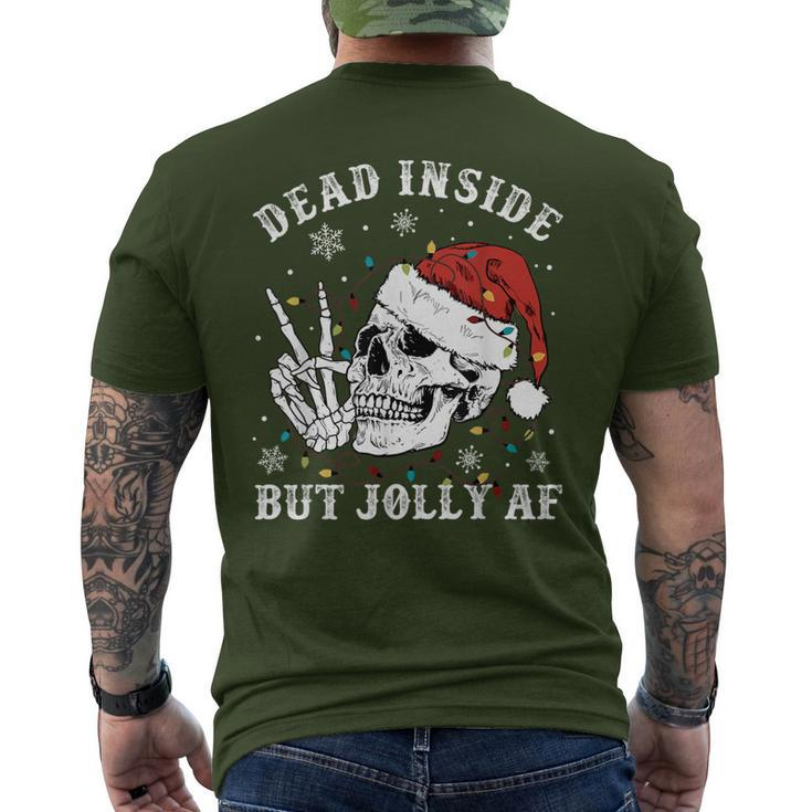 Retro Dead Inside But Jolly Af Skeleton Christmas Lights Men's T-shirt Back Print