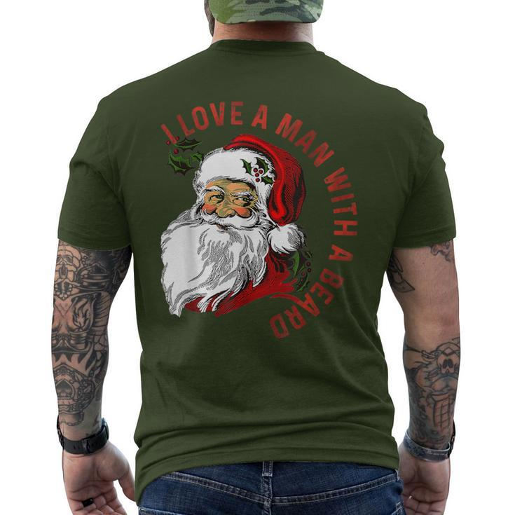 Retro I Love A Man With A Beard Santa Clauses Xmas Men's T-shirt Back Print
