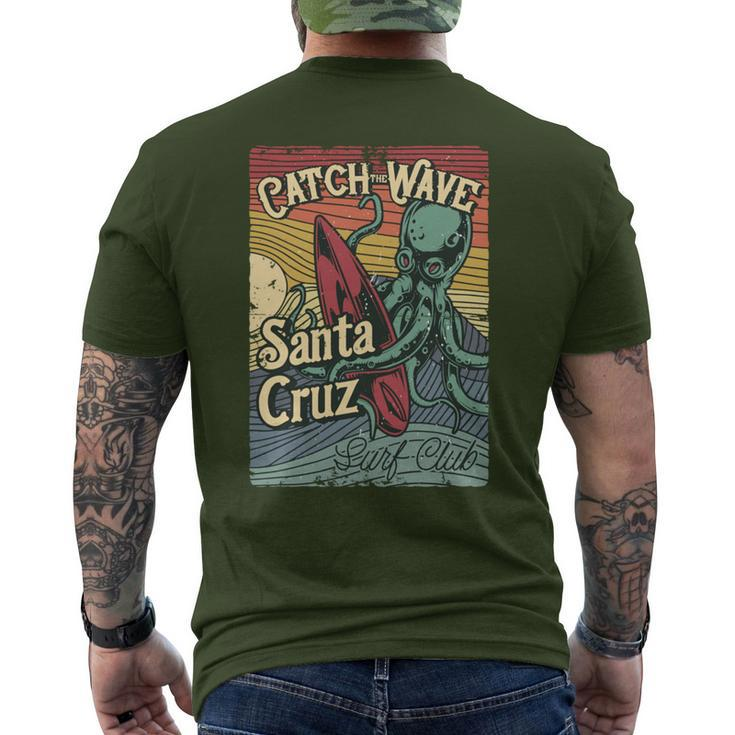 Retro Vintage Surf Club Octopus Surfboard Ca Santa Cruz Men's T-shirt Back Print