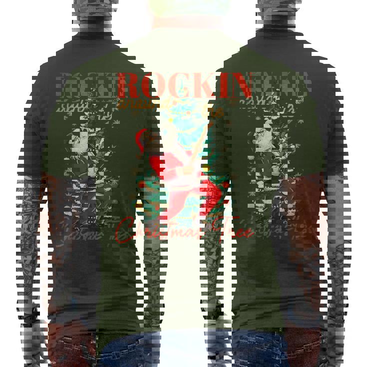 Rocking Around The Christmas Tree Santa Rock And Roll Guitar Men's T-shirt Back Print