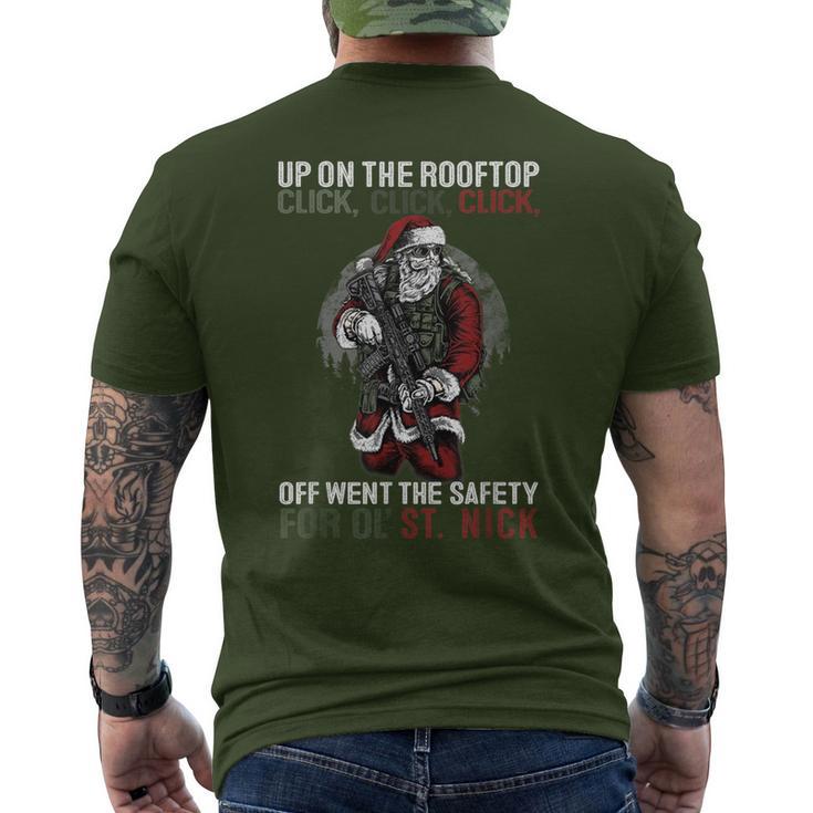 Up On The Rooftop Click Click Click Santa Claus Christmas Men's T-shirt Back Print