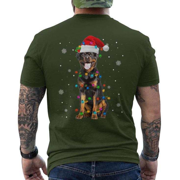 Rottweiler Dog Family Matching Santa Rottweiler Christmas Men's T-shirt Back Print