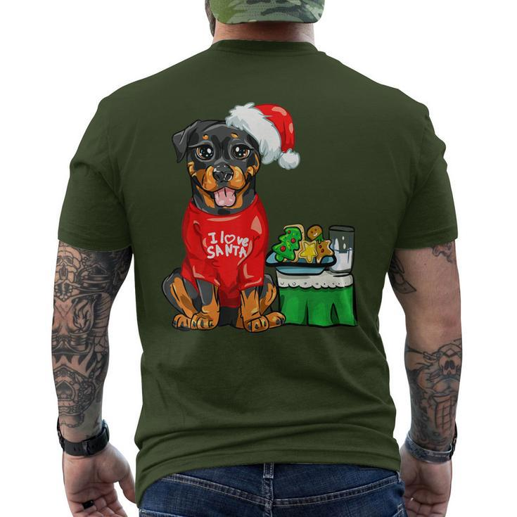Rottweiler Dog I Love Santa Cute Rotti Pup Christmas Men's T-shirt Back Print