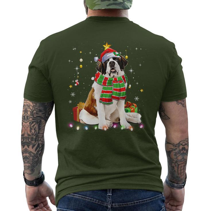 Saint Bernard Santa Fun Christmas Tree Lights Xmas Pjs Boys Men's T-shirt Back Print