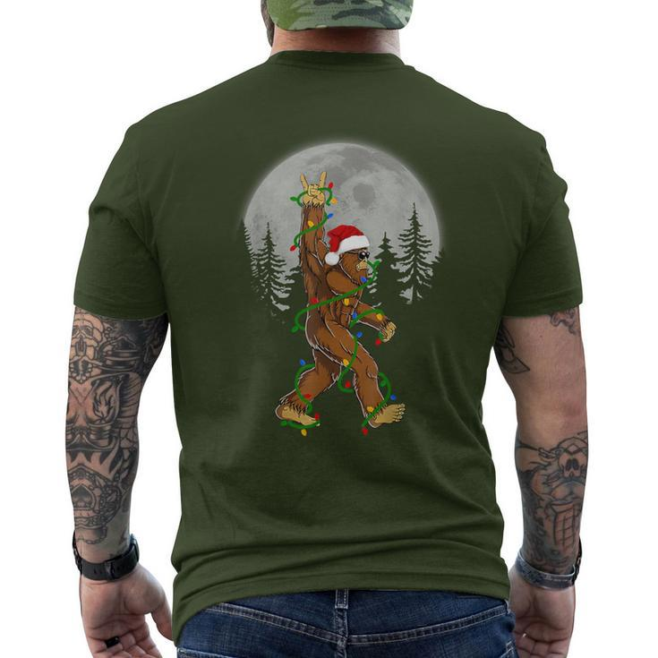 Santa Bigfoot Christmas Sasquatch Rock Roll Believe Pajamas Men's T-shirt Back Print