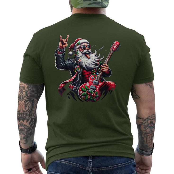 Santa Claus Guitar Player Rock & Roll Christmas Men's T-shirt Back Print