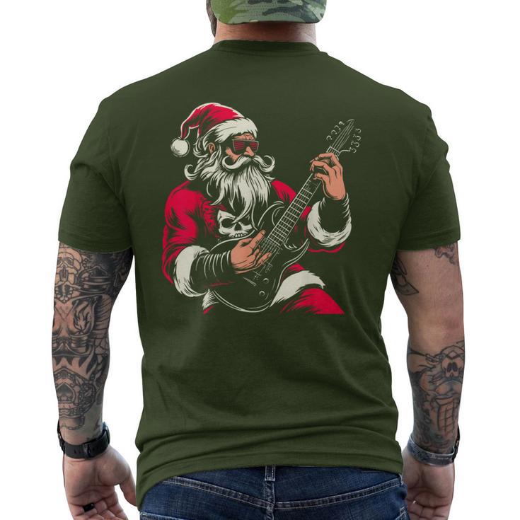 Santa Claus Guitar Player Have A Rock & Roll Christmas Men's T-shirt Back Print