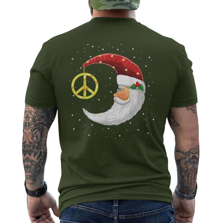Santa Clause Moon And Star Peace Sign Christmas Dream Men's T-shirt Back Print