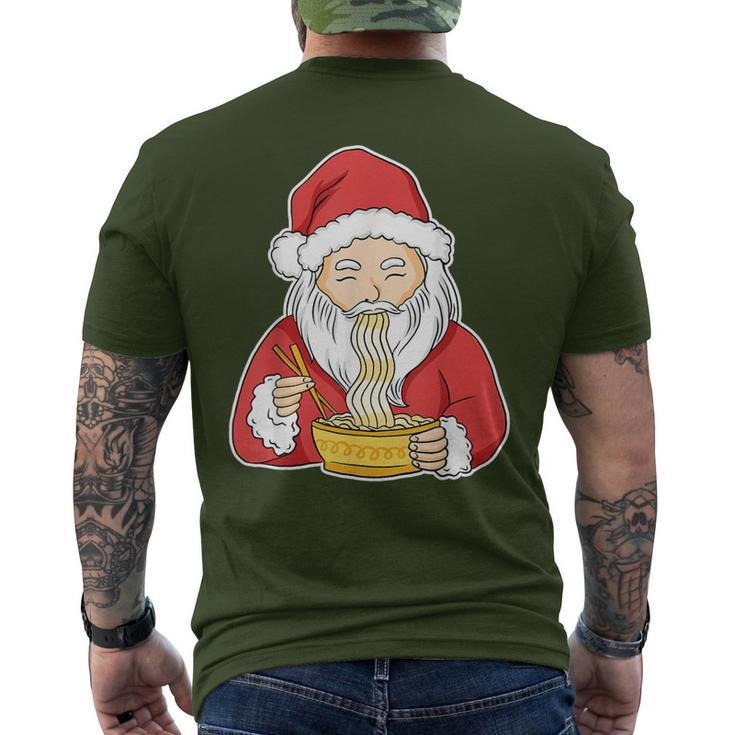 Santa Eating Ramen Christmas Pajama Cool Japanese Food X-Mas Men's T-shirt Back Print