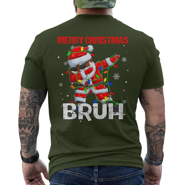 Santa Merry Christmas Bruh Afro African American Xmas Retro Men's T-shirt Back Print