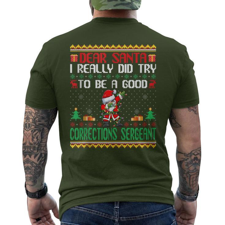 Santa Try To Be A Good Corrections Sergeant Christmas Men's T-shirt Back Print