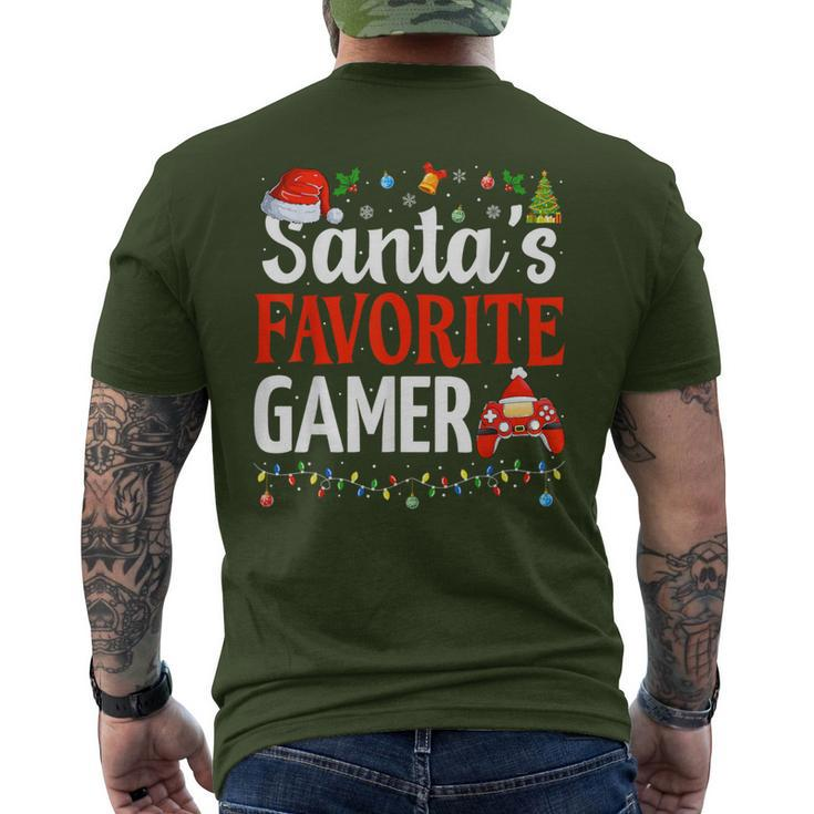 Santa's Favorite Gamer Christmas Gaming Xmas Gamer Men's T-shirt Back Print