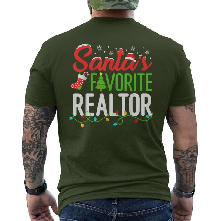 Santa's Favorite Realtor Christmas Real Estate Agent Men's T-shirt Back Print