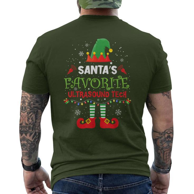 Santa's Favorite Ultrasound Tech Elf Christmas Light Men's T-shirt Back Print