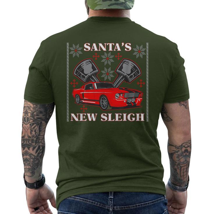 Santa's New Sleigh Muscle Car Ugly Christmas Men's T-shirt Back Print