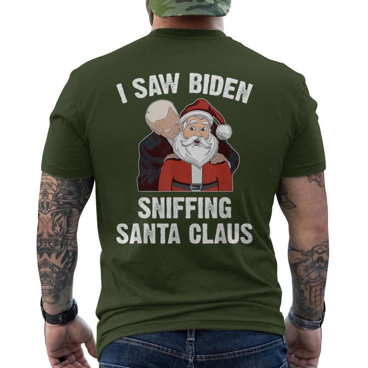 I Saw Biden Sniffing Santa Claus Joe Biden Men's T-shirt Back Print - Thegiftio