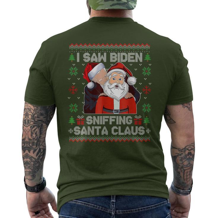 I Saw Biden Sniffing Santa Claus Biden Ugly Xmas Men's T-shirt Back Print