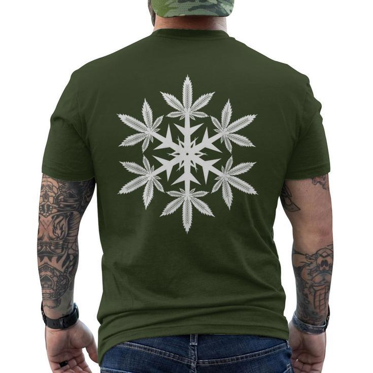 Snowflake Weed Marijuana Leaf Christmas Pajama Men's T-shirt Back Print