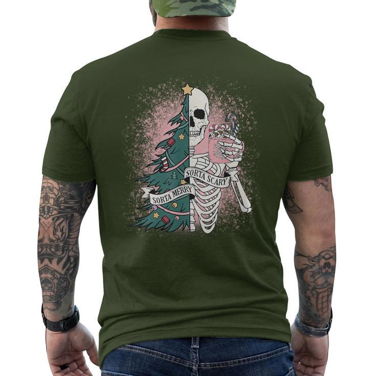 Sorta Merry Sorta Scary Christmas Skeleton Bleached Men's T-shirt Back Print