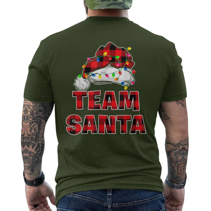 Team Santa Red Plaid Claus Hat Matching Family Christmas Men's T-shirt Back Print