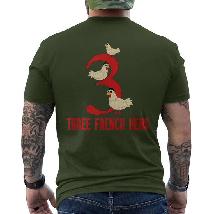 Three French Hens Song 12 Days Christmas Men's T-shirt Back Print