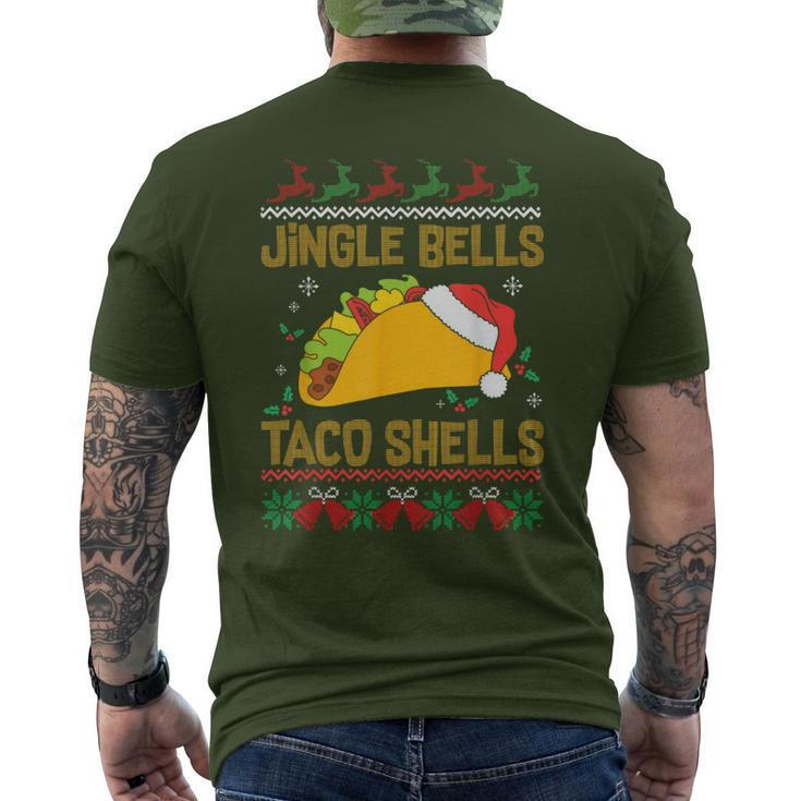 Ugly Christmas Fast Food Joke Jingle Bells Taco Shells Men's T-shirt Back Print