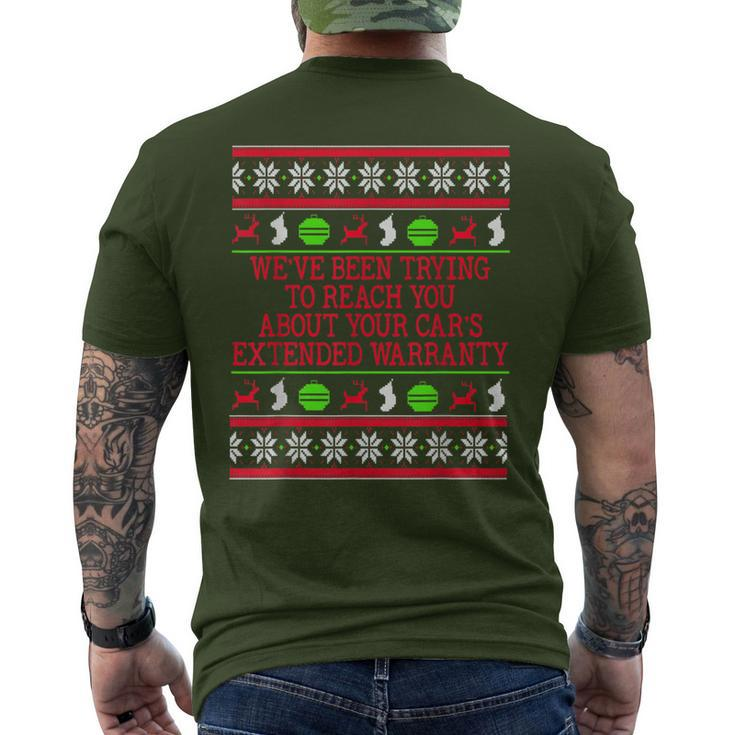 Ugly Christmas Sweater Car's Extended Warranty Meme Graphic Men's T-shirt Back Print