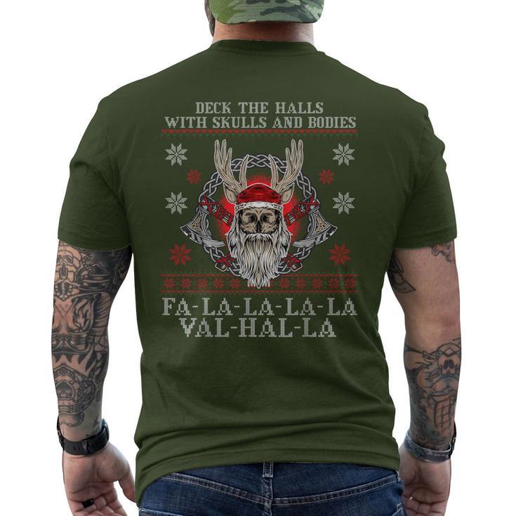 Viking Santa Deck The Halls With Skulls And Bodies Men's T-shirt Back Print