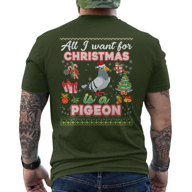 All I Want For Christmas Is A Pigeon Ugly Sweater Farmer Men's T-shirt Back Print