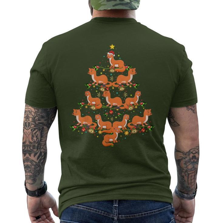 Weasel Lover Xmas Matching Santa Weasel Christmas Tree Men's T-shirt Back Print