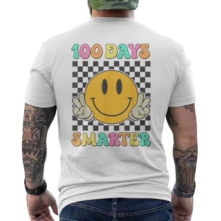 100 Days Smarter Cute Smile Face Hippie 100Th Day Of School Men's T-shirt Back Print