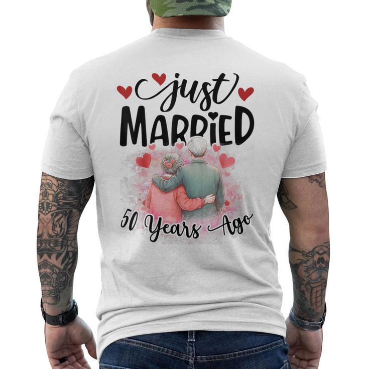 50Th Wedding Anniversary Just Married 50 Years Ago Couple Men's T-shirt Back Print