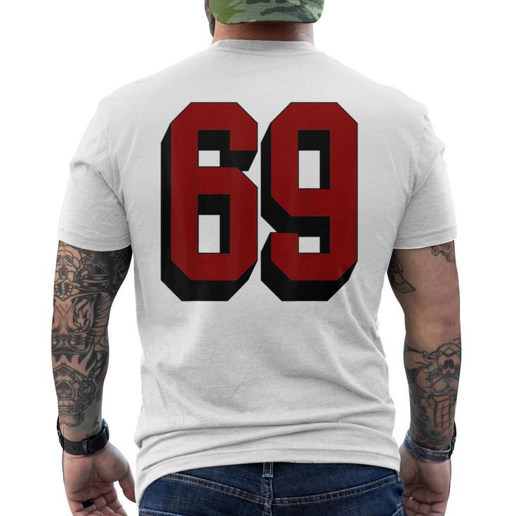 69 Number 69 Varsity Fan Sports Team White Jersey Men's T-shirt Back Print