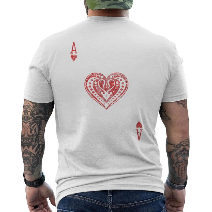 Ace Of Hearts Playing Card Costume Poker Distressed Men's T-shirt Back Print