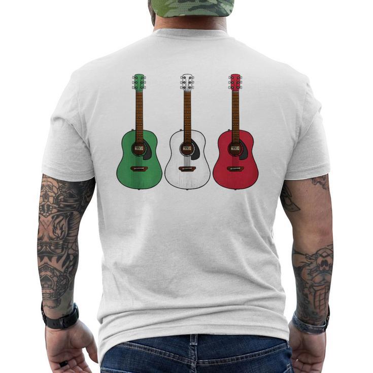 Acoustic Guitar Italian Flag Guitarist Musician Italy Men's T-shirt Back Print