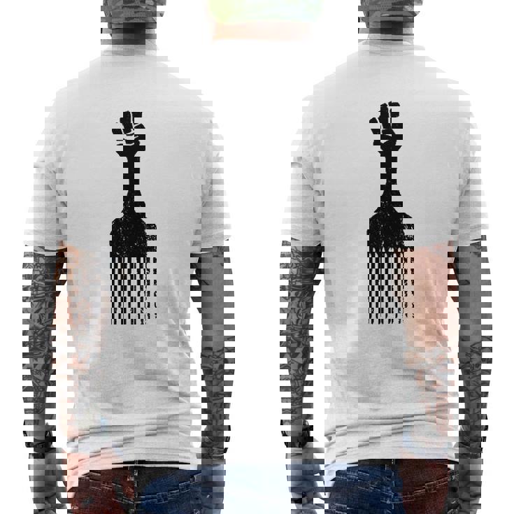 Afro Hair Pick Fist Black Pride Black History V2 Mens Back Print T-shirt