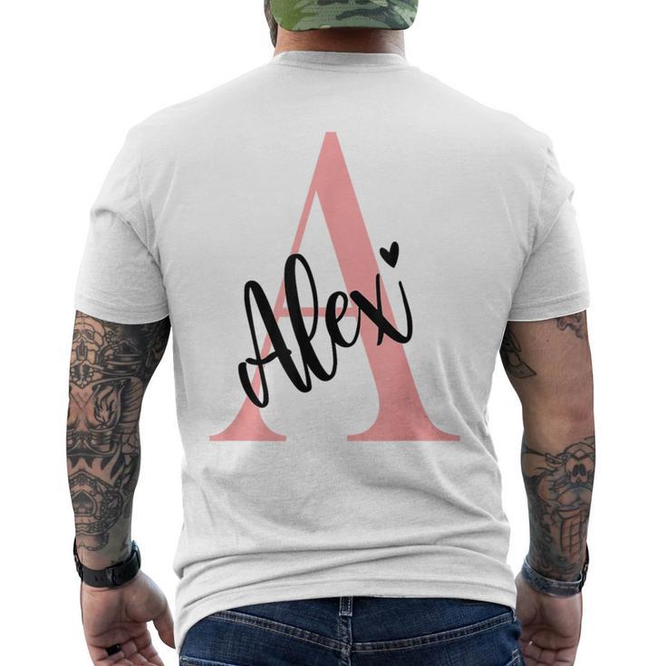 Alex Nameorname Mit Monogramm Personalisiert Rosa T-Shirt mit Rückendruck