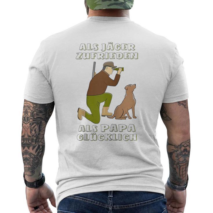 Als Jäger Zufrieden Als Papa Glücklich Jagd Jagen Jäger Raglan T-Shirt mit Rückendruck