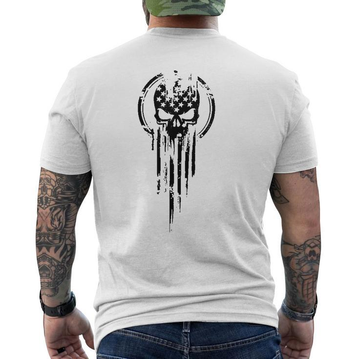 American Warrior Flag Skull Mens Back Print T-shirt