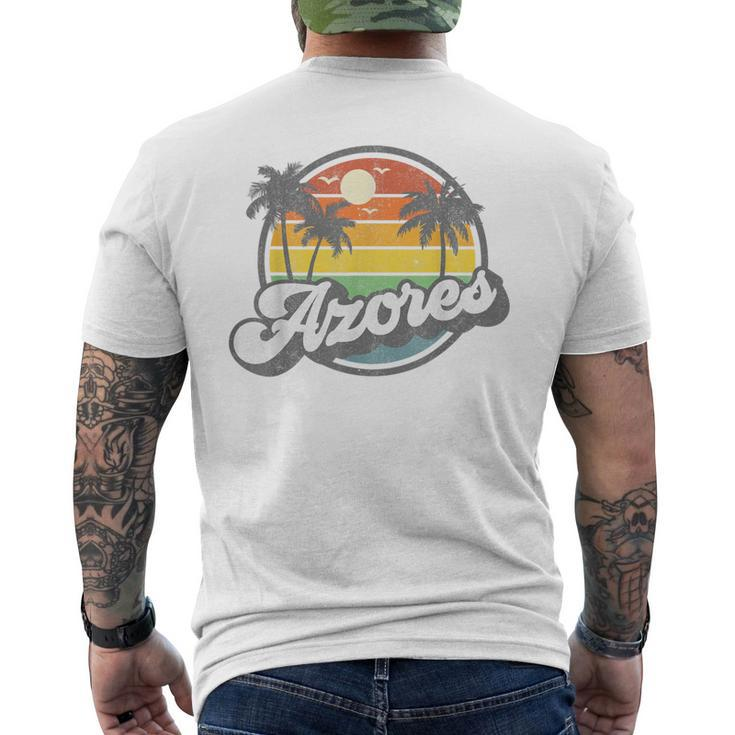 Azores Portugal Island Vacation Palm Trees Retro Beach Men's T-shirt Back Print