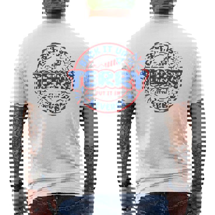 Back It Up Terry Put It In Reverse Fireworks Fun 4Th Of July Men's T-shirt Back Print