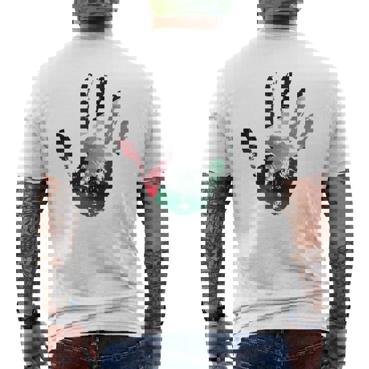Bandera Palestina En Una Impresión A Mano Palestina Gratis Camiseta Hombre Estampado Espalda