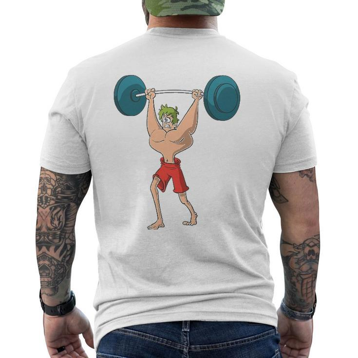 Barbell Weight Lifting Workout Mens Back Print T-shirt