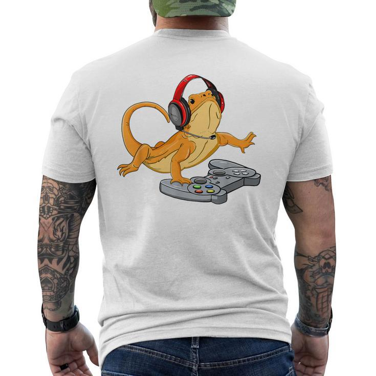 Bearded Dragon Gamer Video Game Gecko Lizard Men's T-shirt Back Print
