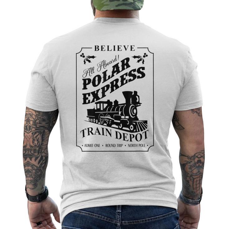 Believe All Abroad Polar Express Train Depot Christmas Men's T-shirt Back Print