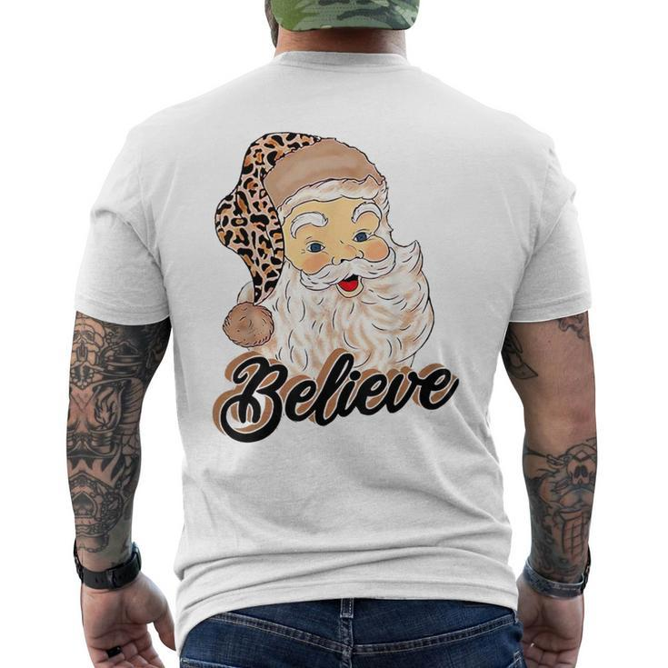Believe Costume Santa Claus With Leopard Christmas Hat Men's T-shirt Back Print